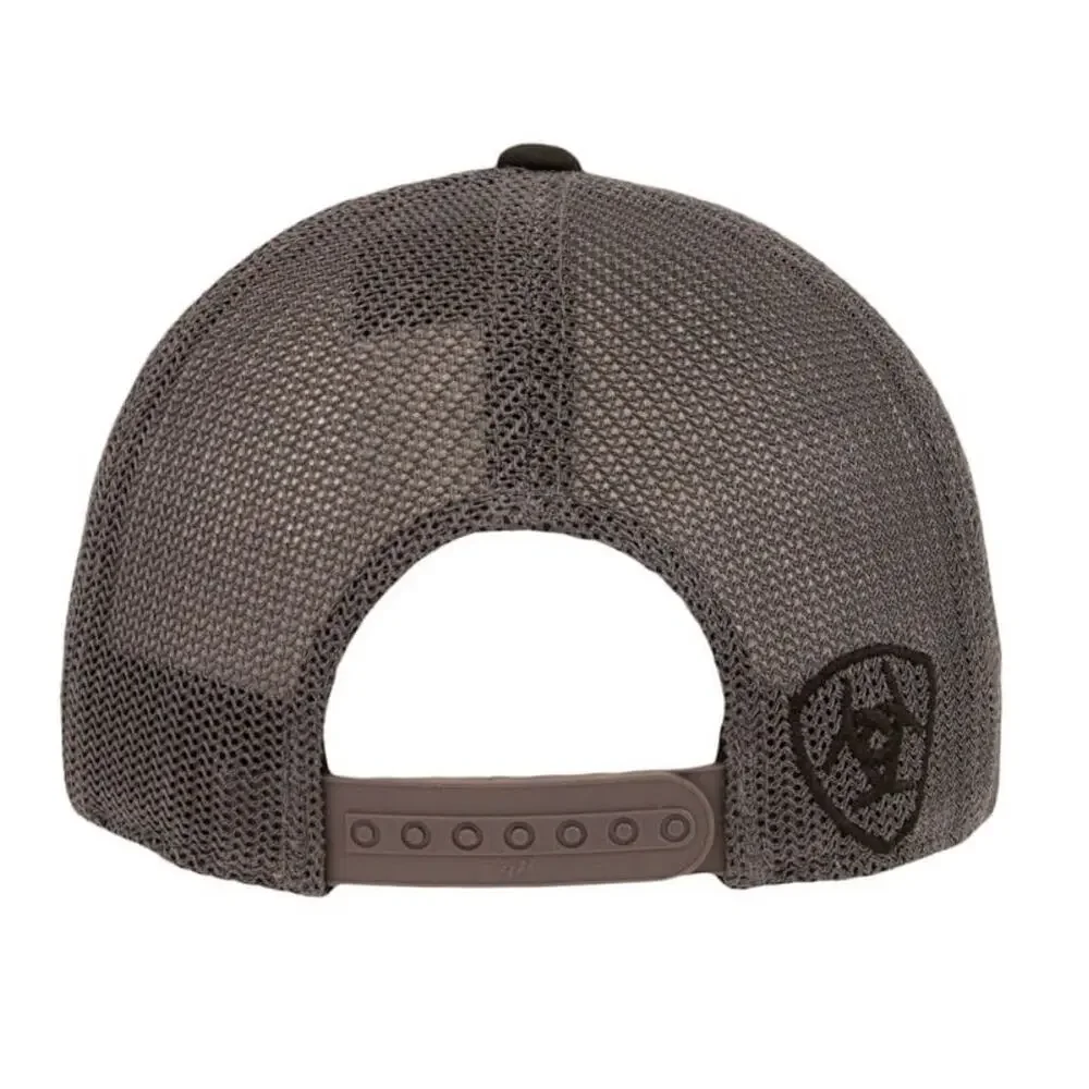 Ariat Flexfit 110 Trucker Hat Mens One Size Black Gray Offset Logo Mesh Snapback